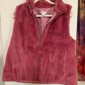 J.Crew Fuzzy Pink Fleece Vest Size L